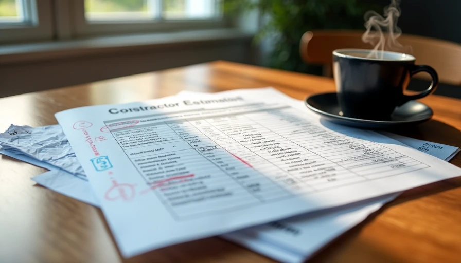 Stack of contractor estimates and change orders with handwritten notes highlighting hidden costs