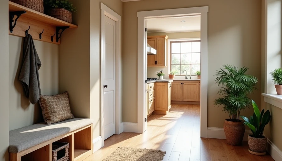 Improved family entryway and kitchen with practical storage and durable finishes