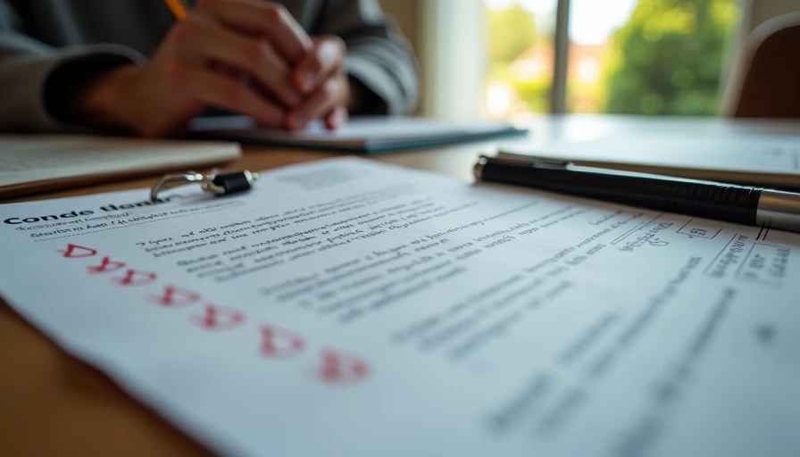 Notebook with red flags checklist and contractor contract during hiring evaluation