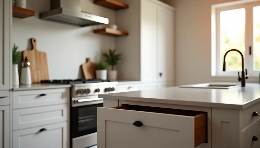 Quality kitchen island with thick quartz countertop and solid cabinetry